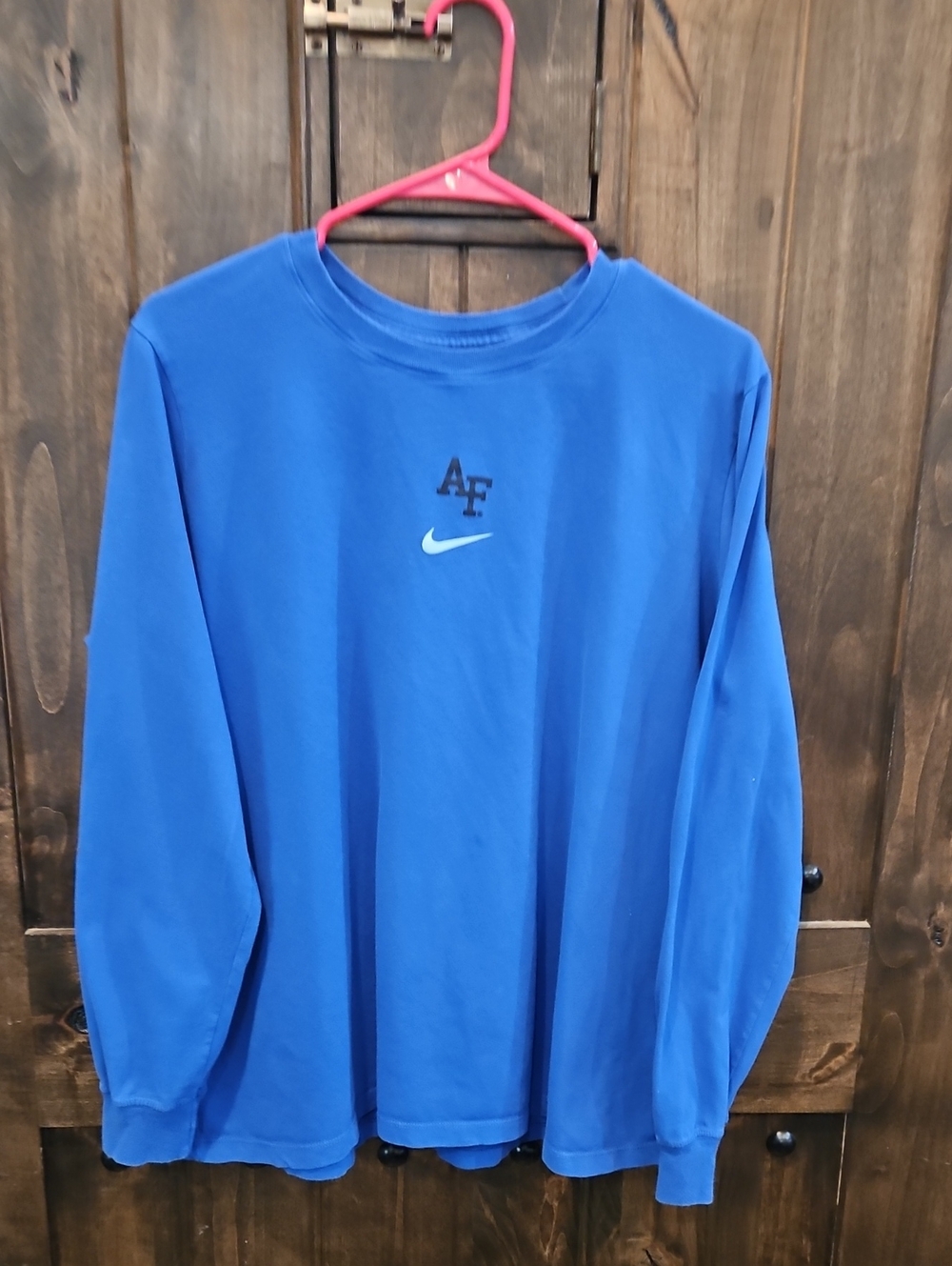 Nike Blue Long-Sleeve Dri-fit tee-shirt with AF and Light Blue Nike Swoosh.